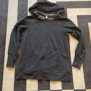 Grey oversized tunic hoodie with thumb holes